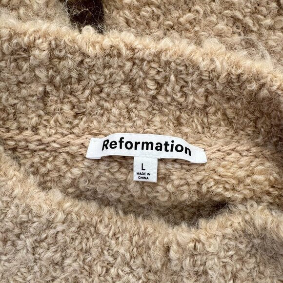 Reformation Ambrose Boucle Oversized Alpaca-Blend Mock-Neck Sweater Ginger Large - Picture 9 of 13